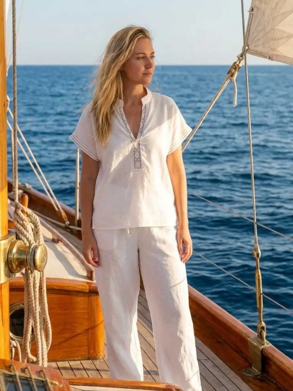 Women's Cream Short-Sleeve Top